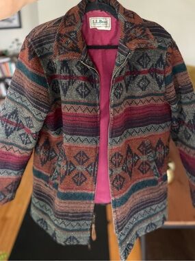 L.L. Bean Vintage Southwestern Aztec Zip-Front Jacket Coat
